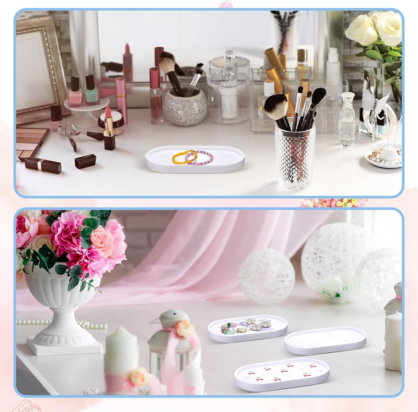 MotiMind 4 Set Jewelry Tray Ceramics to Paint Ready to Paint Your Own Ceramic Ring Dish Holder DIY Unpainted Plaster Trinket Dish Paintable Tray Crafts with Brush Palette for Adults(Oval Shape)