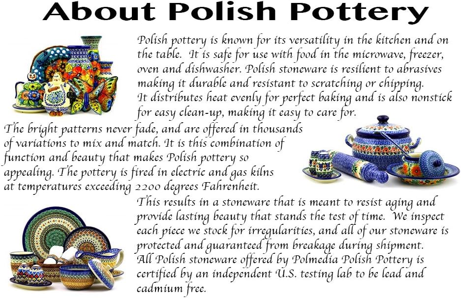 Authentic Polish Pottery Bubble Mug 12 oz Signature UNIKAT in Forget Me Not Design Handmade in Bolesławiec Poland by Ceramika Artystyczna + Certificate of Authenticity